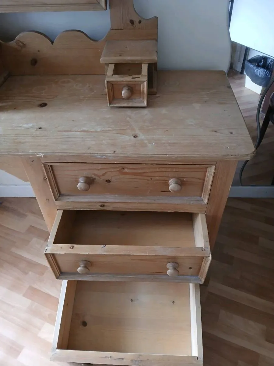 5 DRAWER VANITY TABLE "PINE" Mirrored, - Image 4