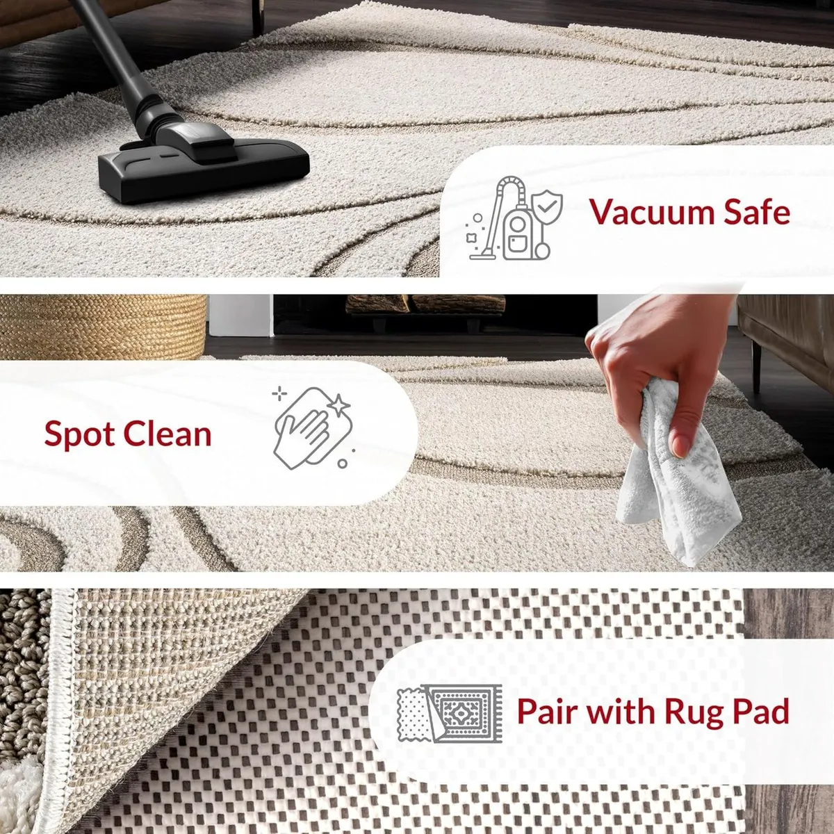 Carolyn Modern Shag Area Rug - Oval 3x5 Accent - Image 3