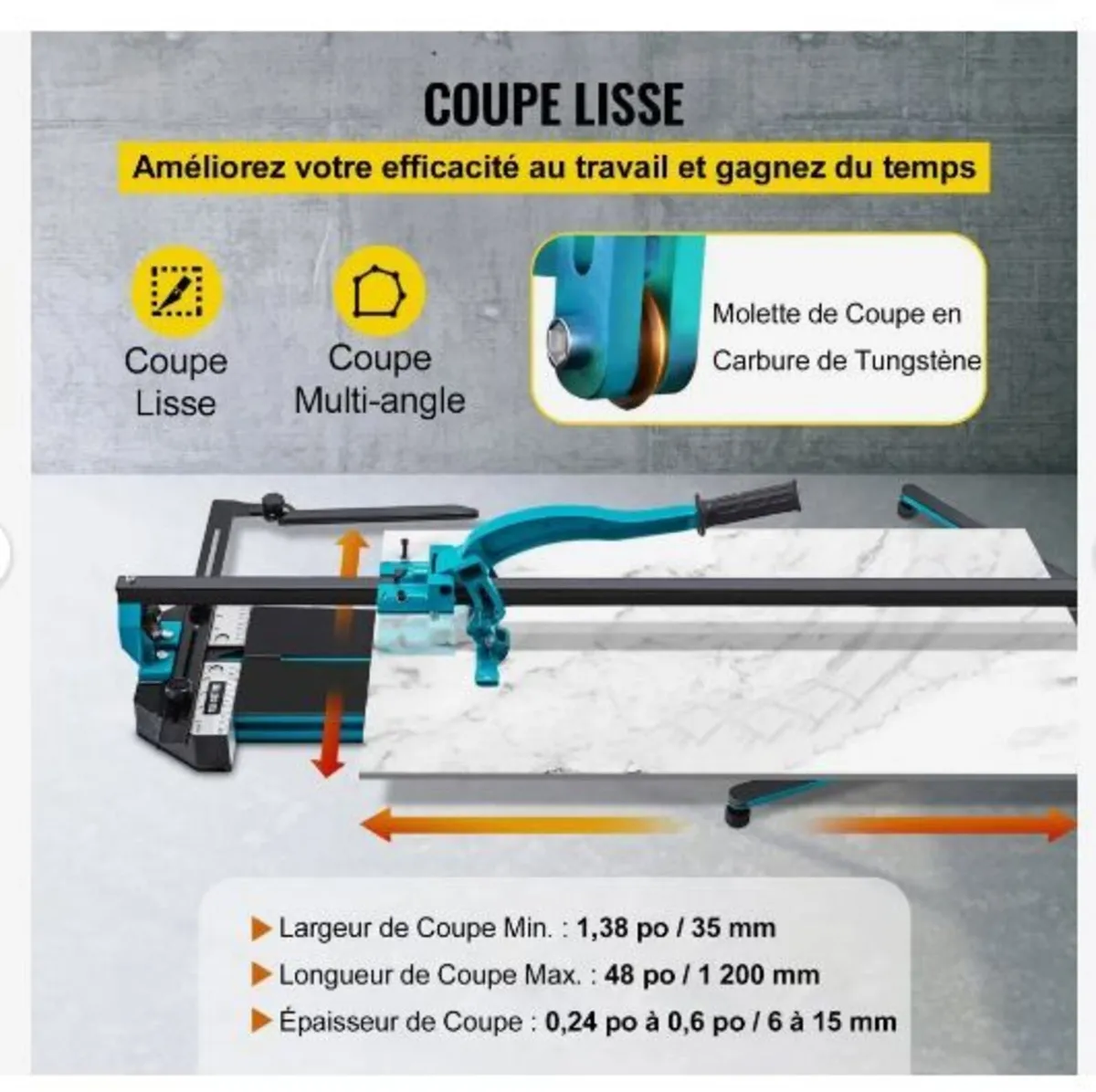 47 Inch Tile Cutter Single Rail Double Brackets - Image 4