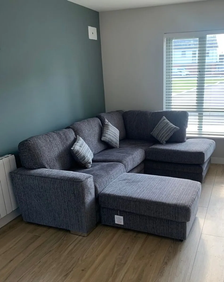 3 seater corner sofa with chaise & footstool in charcoal - Image 2