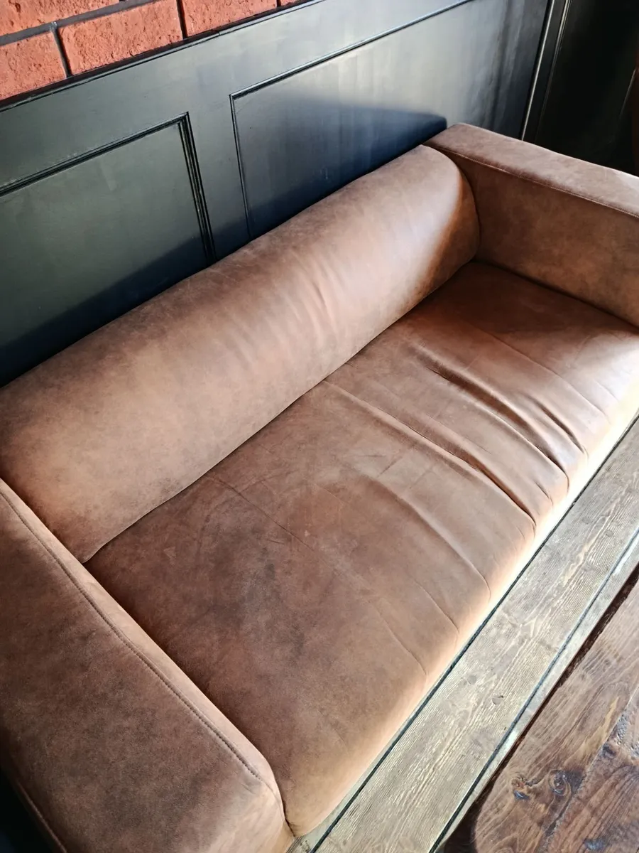 Brown leather sofa - Image 3