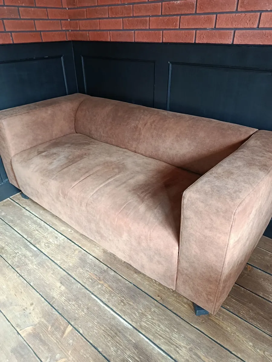 Brown leather sofa - Image 4