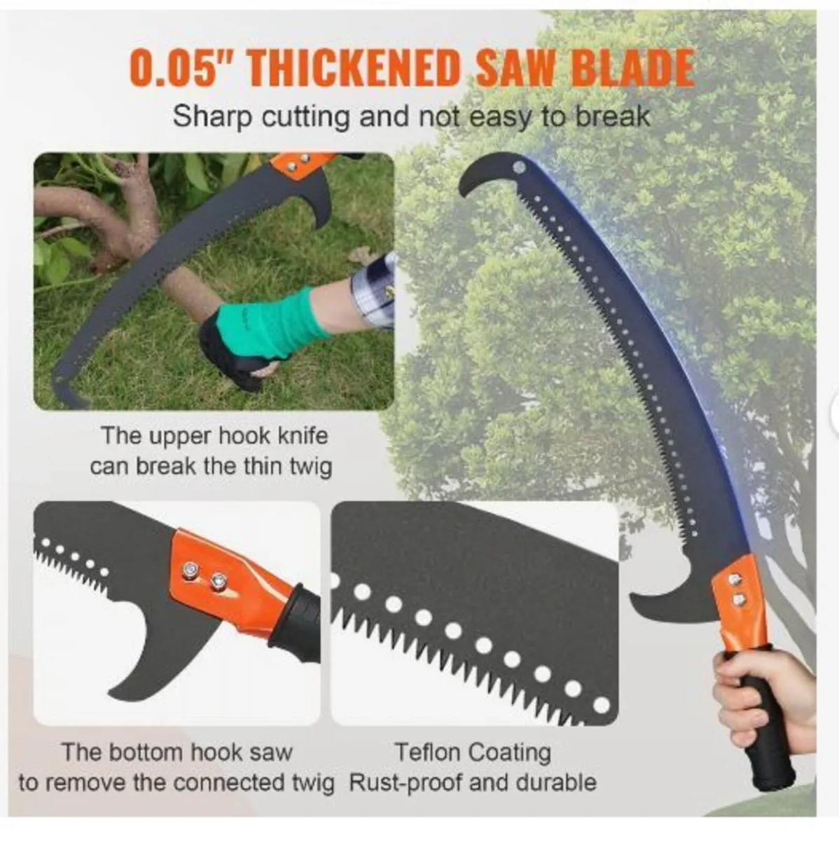 Manual Pole Saw, 2.2-8.2 m Extendable Tree Pruner, - Image 3