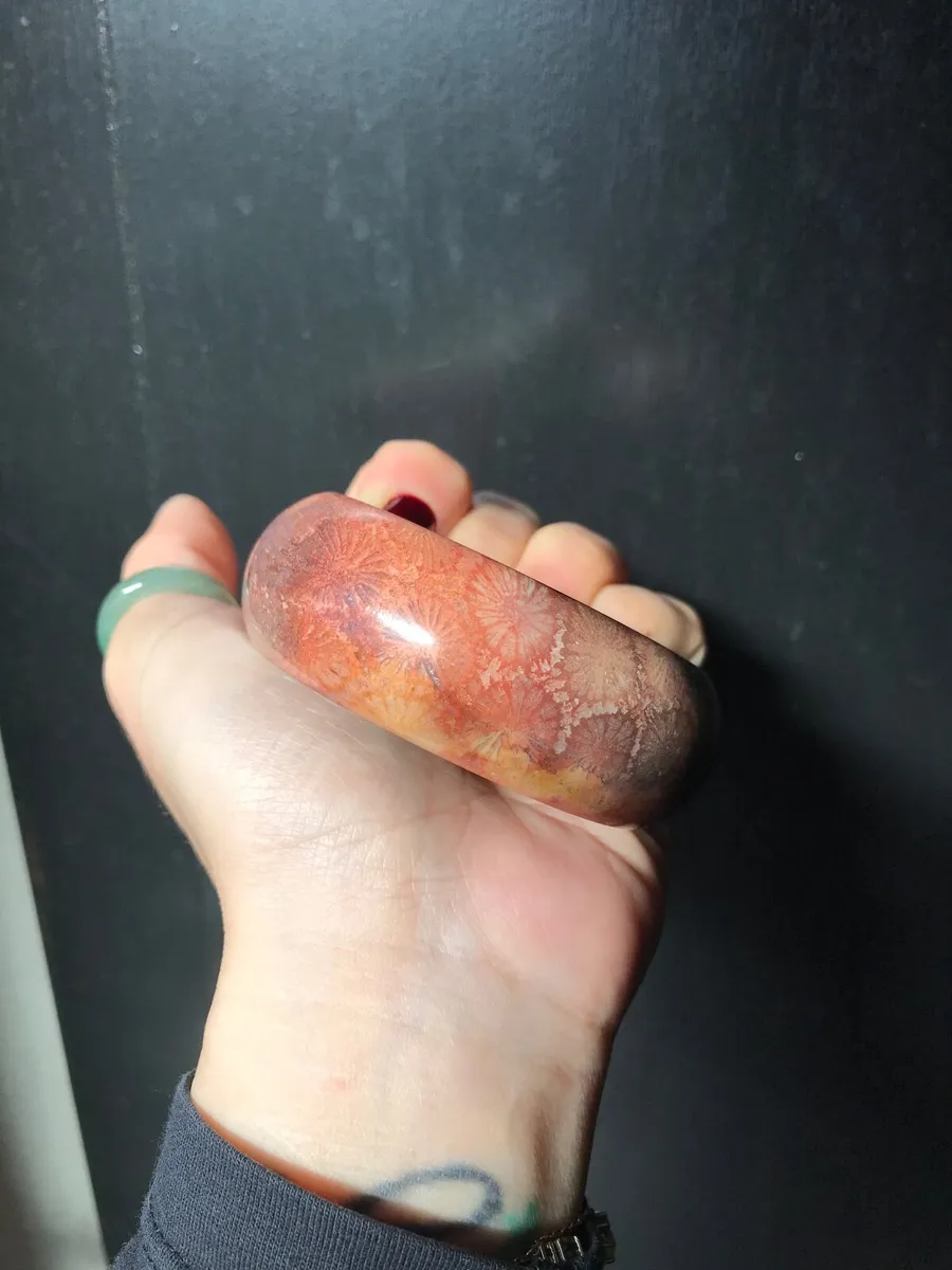 Natural fossil coral jade bangle 57mm - Image 1