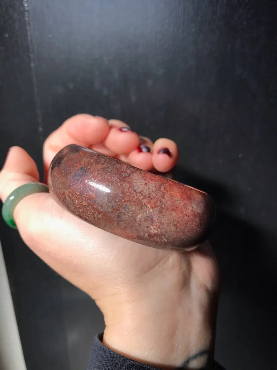 Natural fossil coral jade bangle 57mm - Image 3