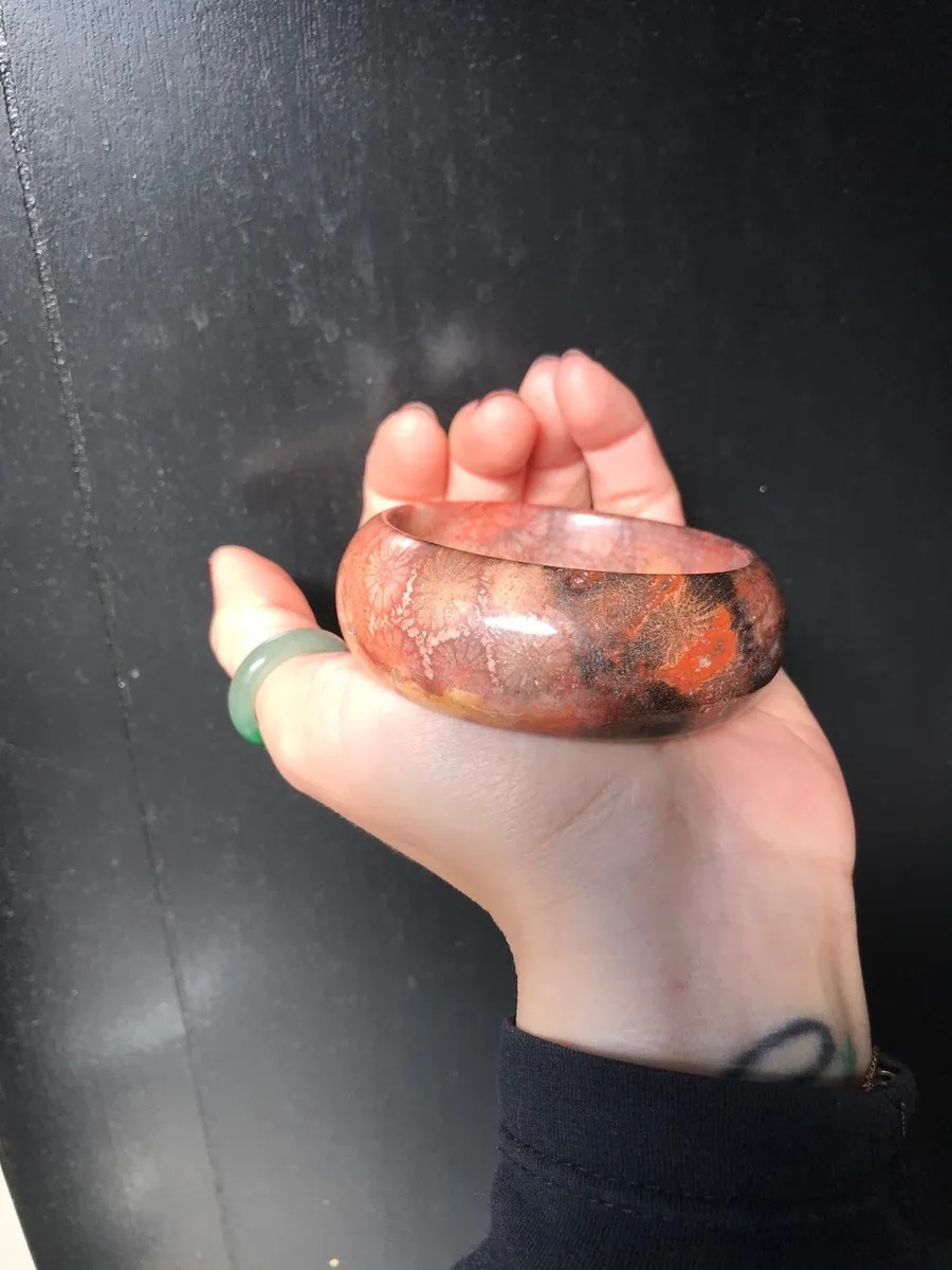 Natural fossil coral jade bangle 57mm - Image 4