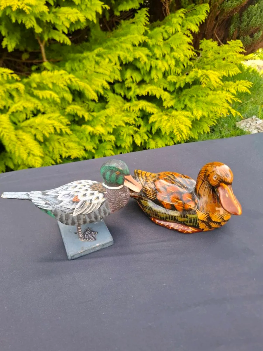 Duo ducks statues ornaments postage possible - Image 1