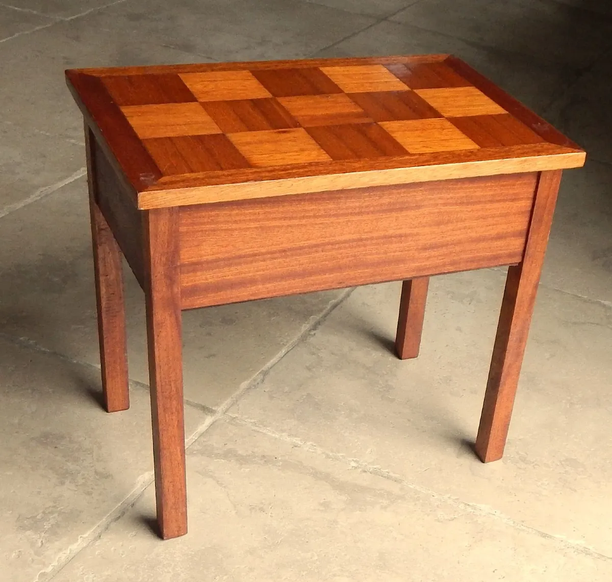 Vintage Parquetry Top Solid Wood Sewing Box - Image 1