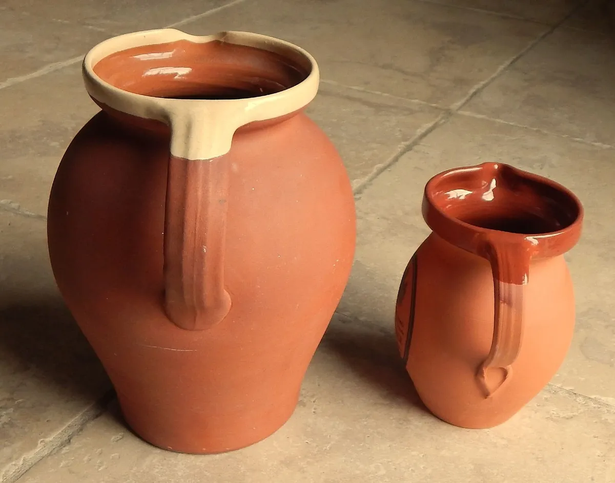2 Terracotta Jugs with Glazed Rims - Image 2