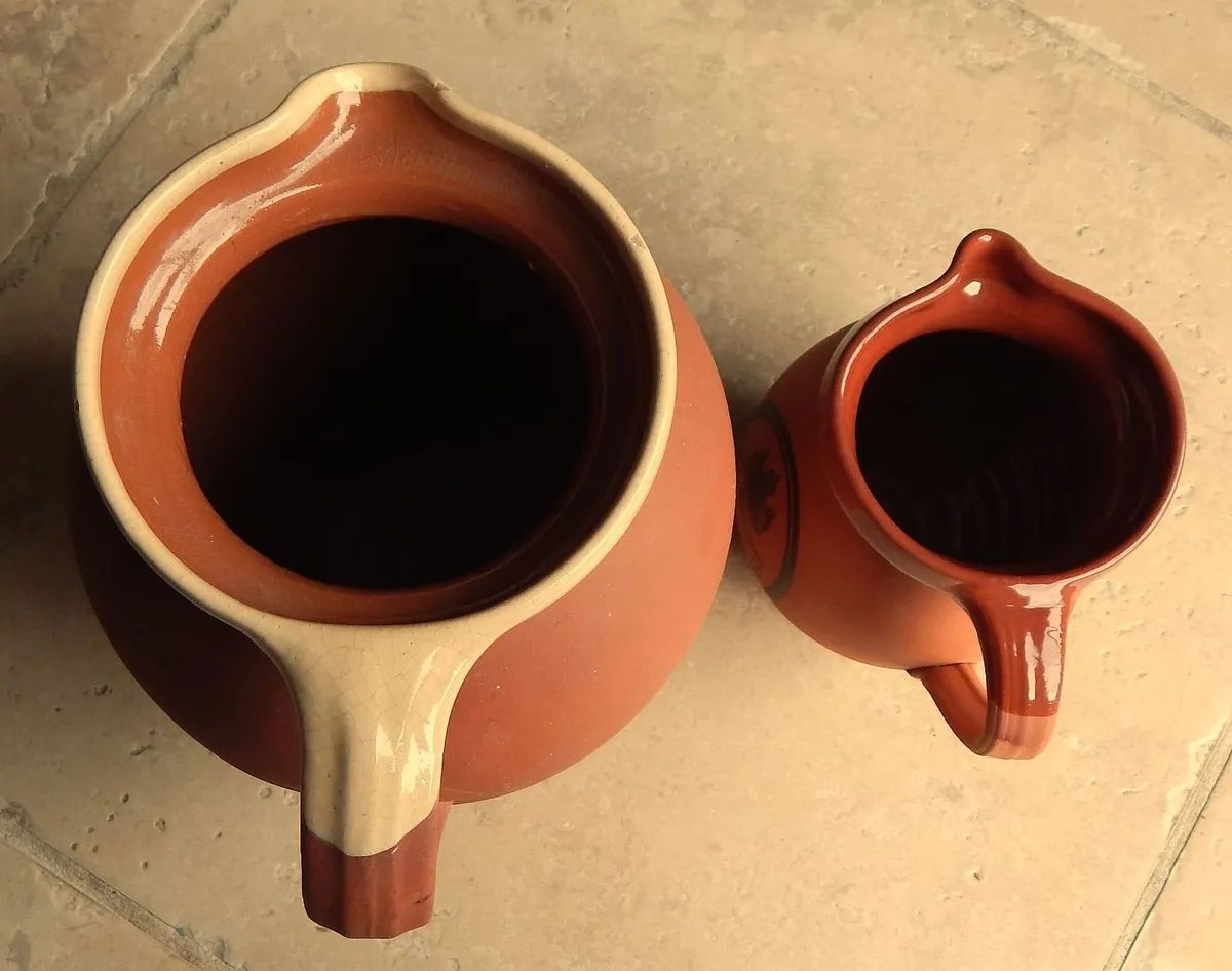 2 Terracotta Jugs with Glazed Rims - Image 3