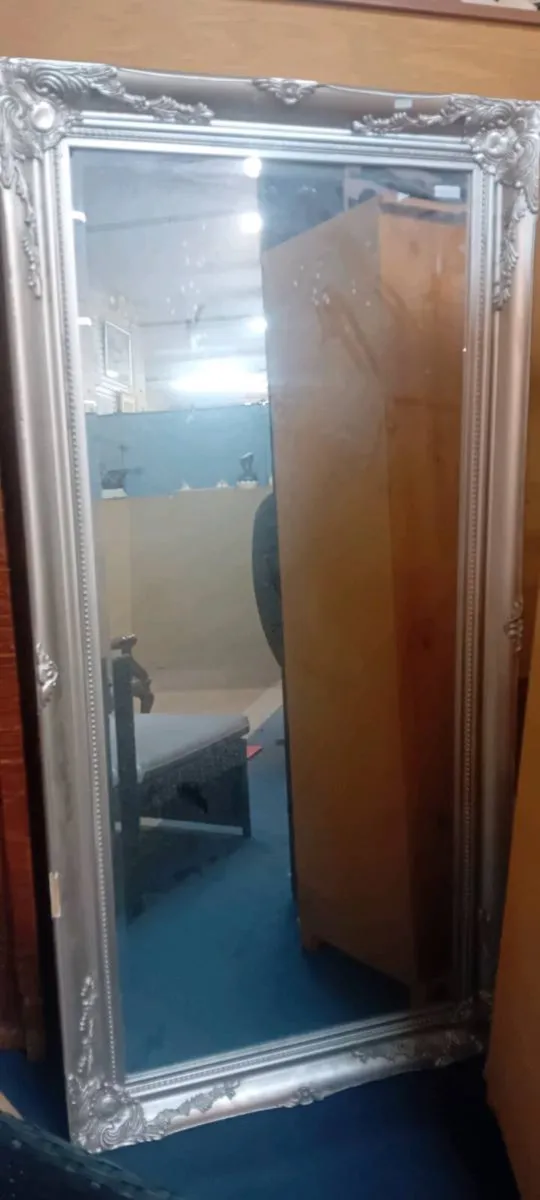 5ft Decorative Silver Framed Wall Mirror - Image 1