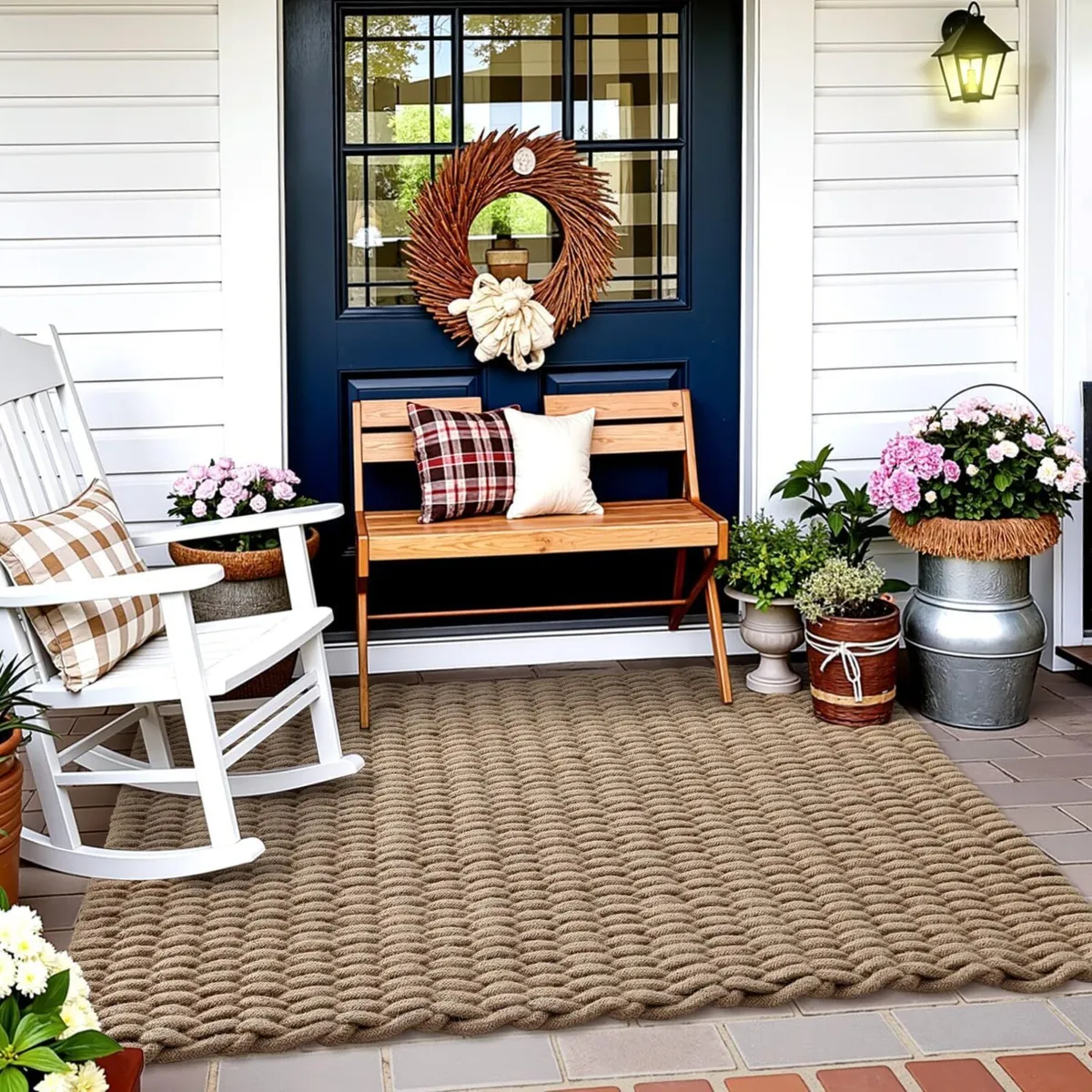 Handwoven Jute Door Mat 80 x 120 cm Natural Fiber - Image 2