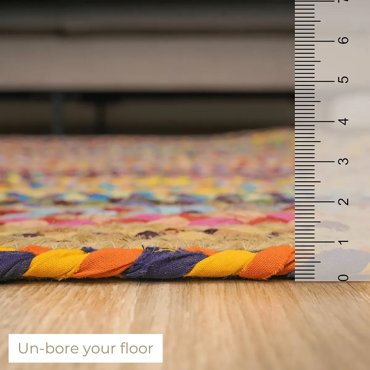 Handmade Chindi Jute Braid Rag Rug Round Multicolo - Image 3