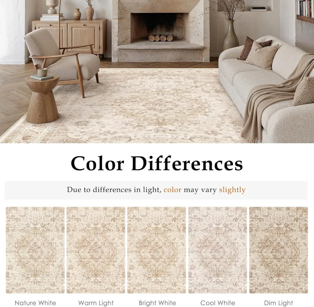 Vintage Living Room Area Beige Rug 240x300cm - Image 2