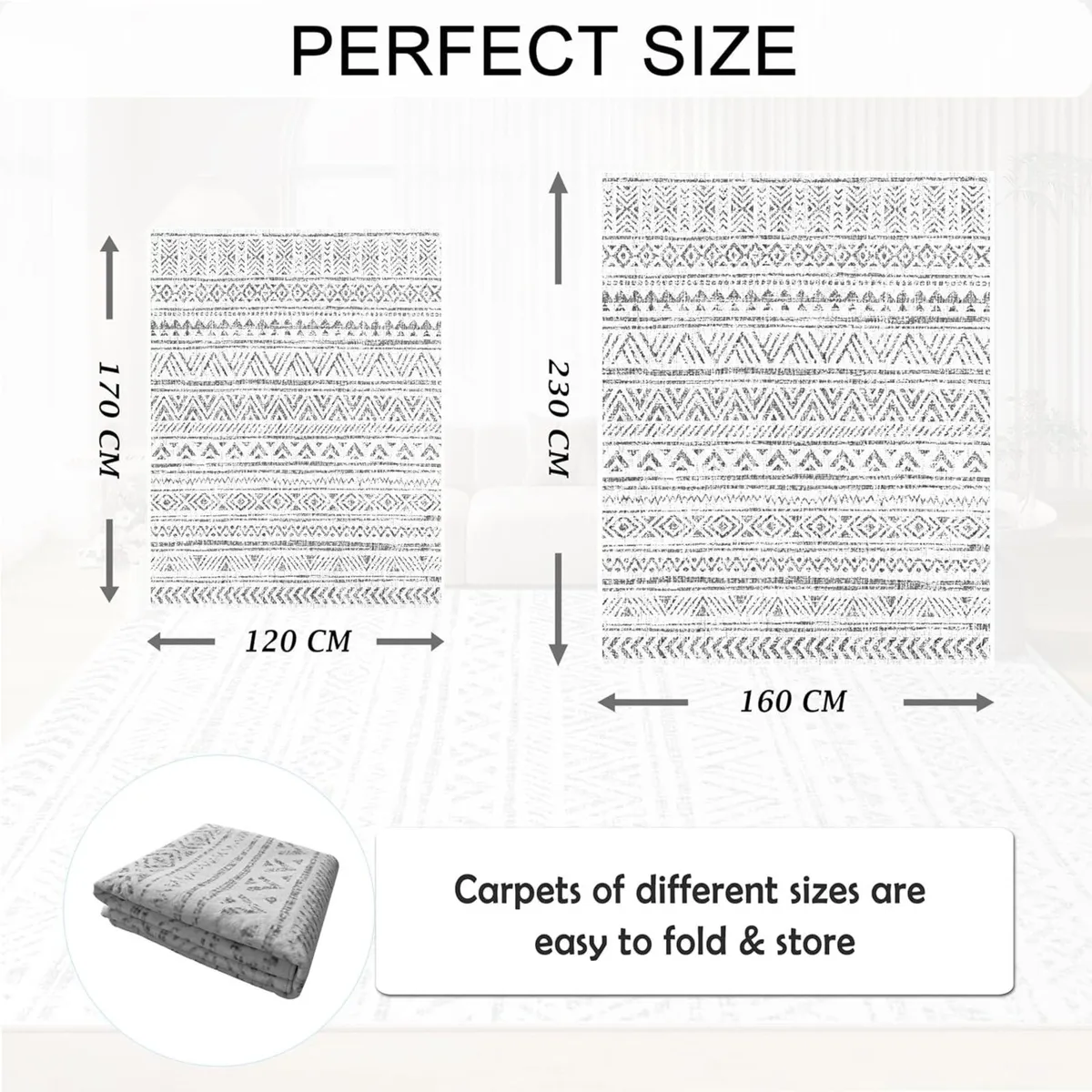 Boho Area Rugs for Living Room 160x230cm Washable - Image 2