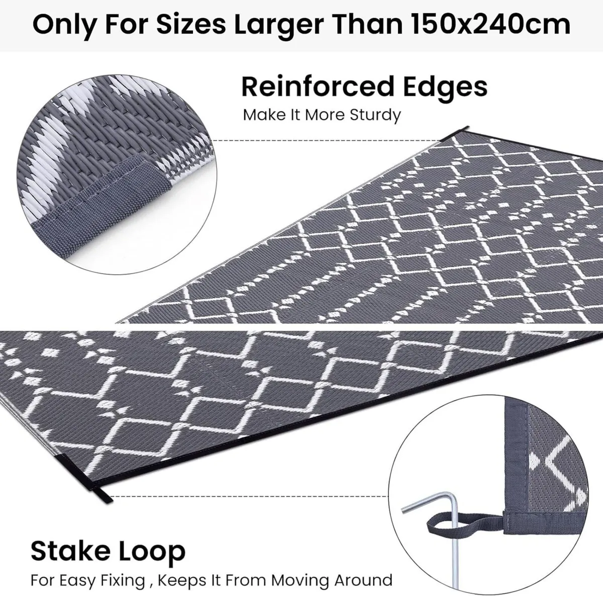 Outdoor Rug 270x360cm Waterproof Reversible - Image 4