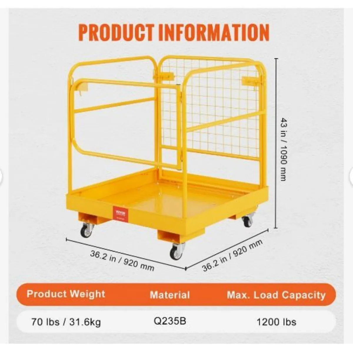 Forklift Safety Cage, 544.3 kg Load Capacity - Image 4