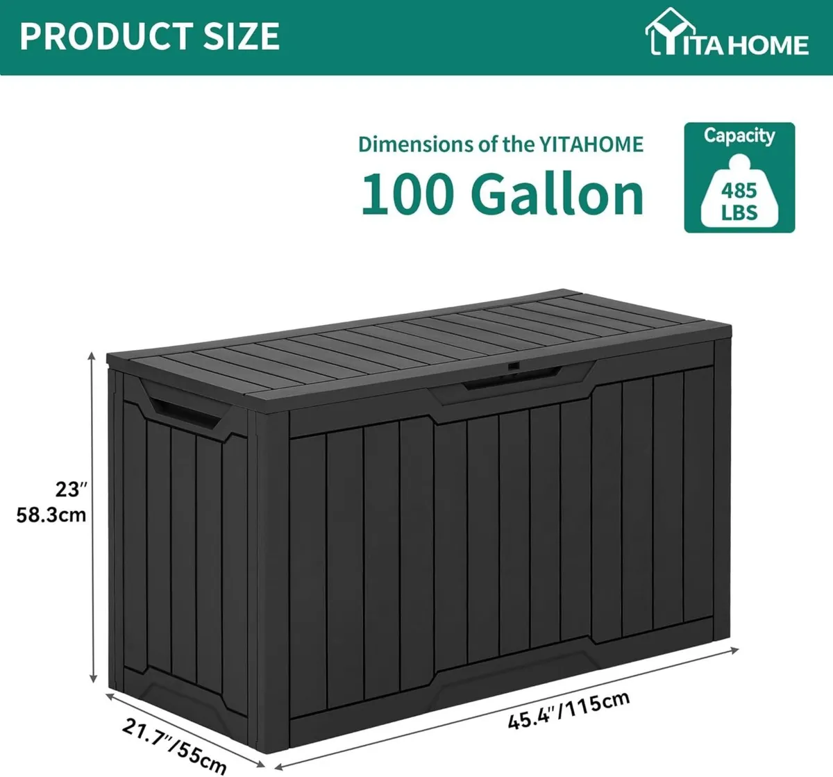 100 Gallon Resin Deck Box Weather Resistant - Image 3