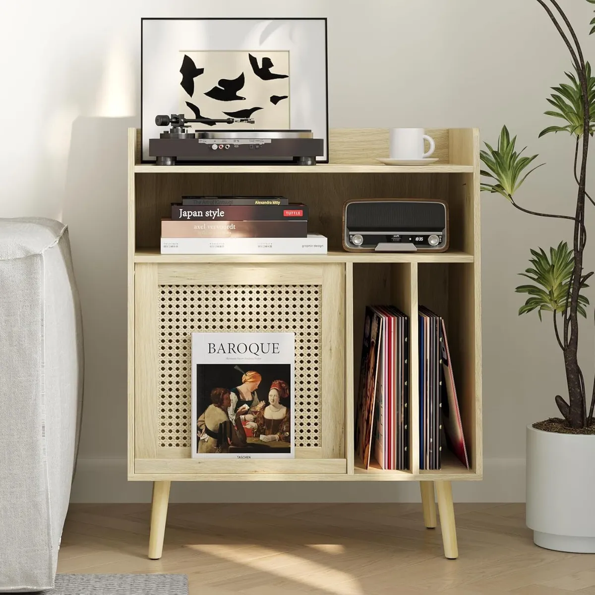 Record Player Stand with Vinyl Storage Table - Image 1