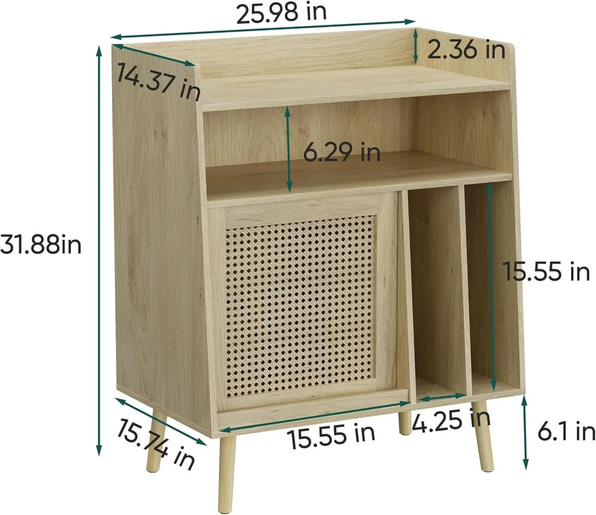 Record Player Stand with Vinyl Storage Table - Image 2