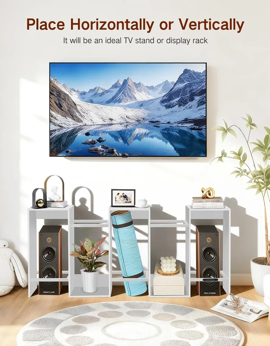 6 Tier S-Shaped Geometric Bookcase with LED Light - Image 4