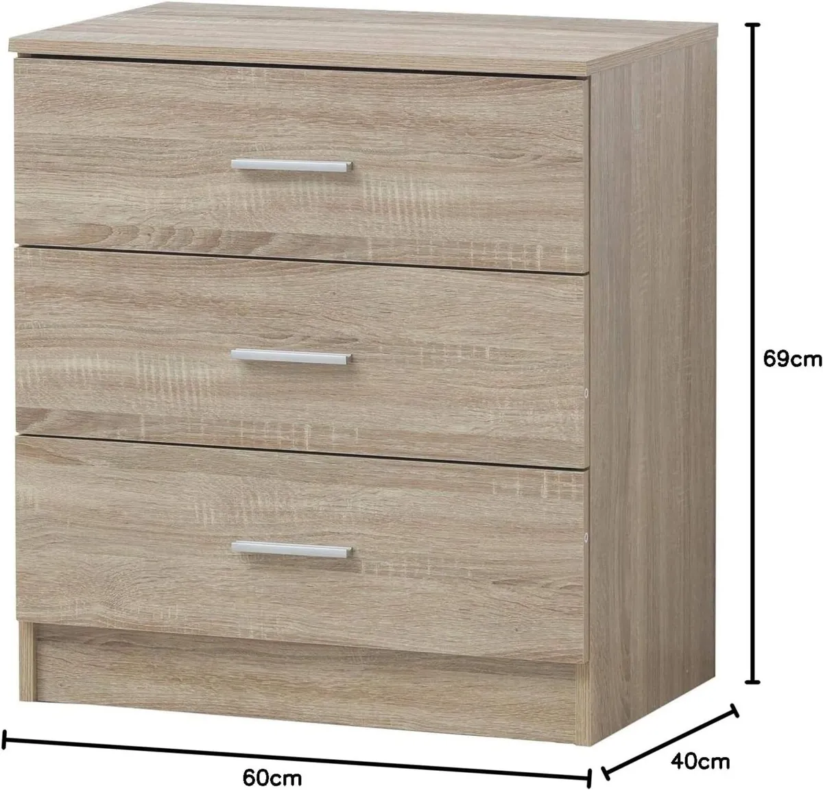 Timber Art Design 3 Drawer Bedroom Chest of - Image 3