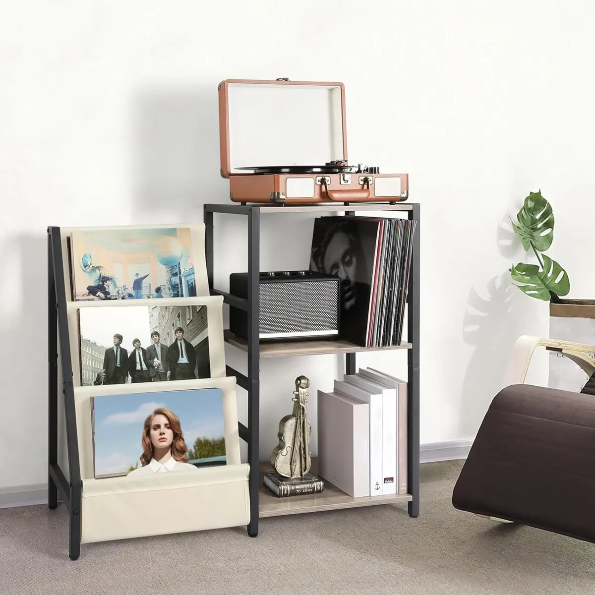 Record Player Stand with 3-Tier Vinyl Storage – - Image 2