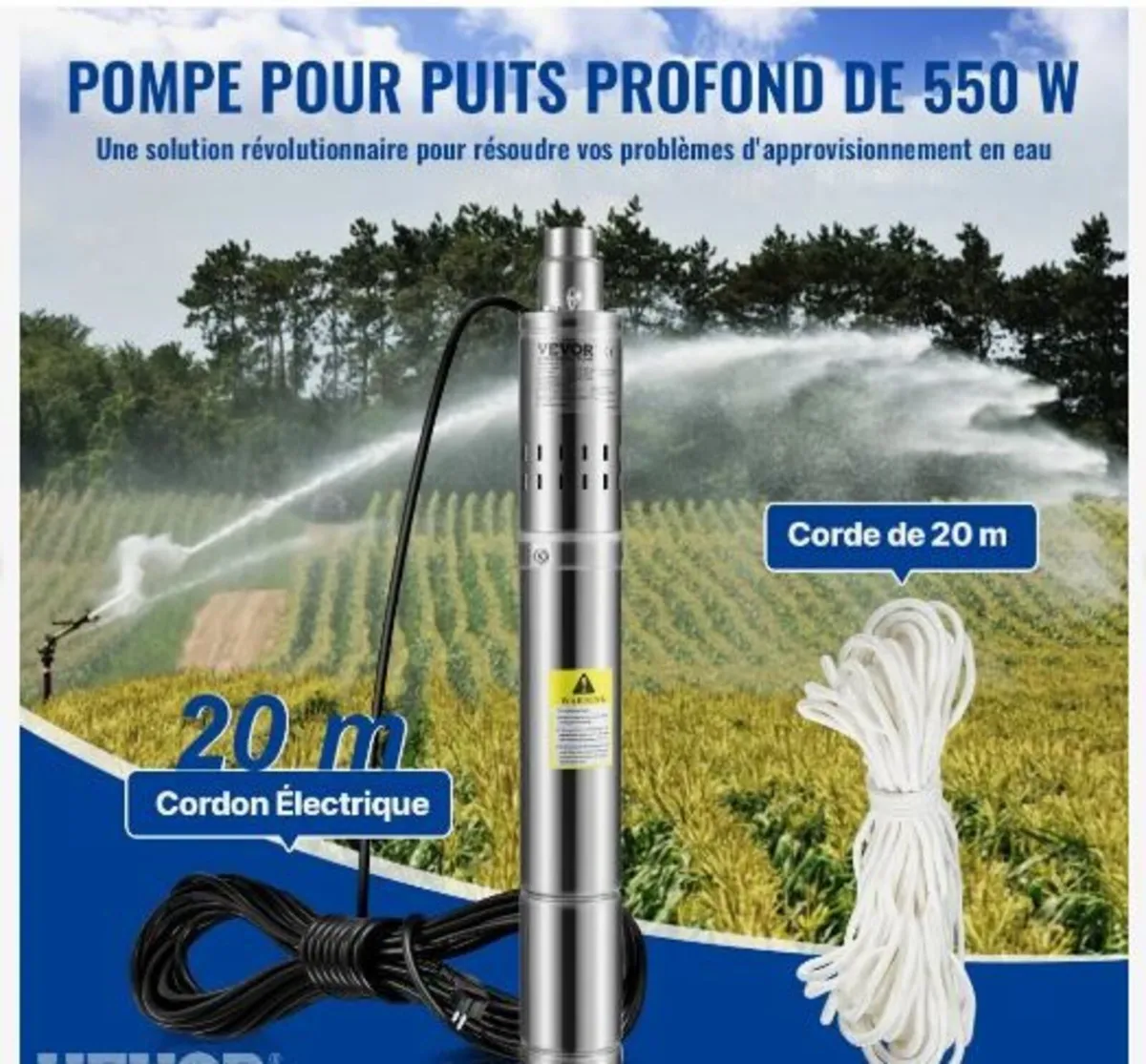 Deep Well Submersible Pump, 550W - Image 1