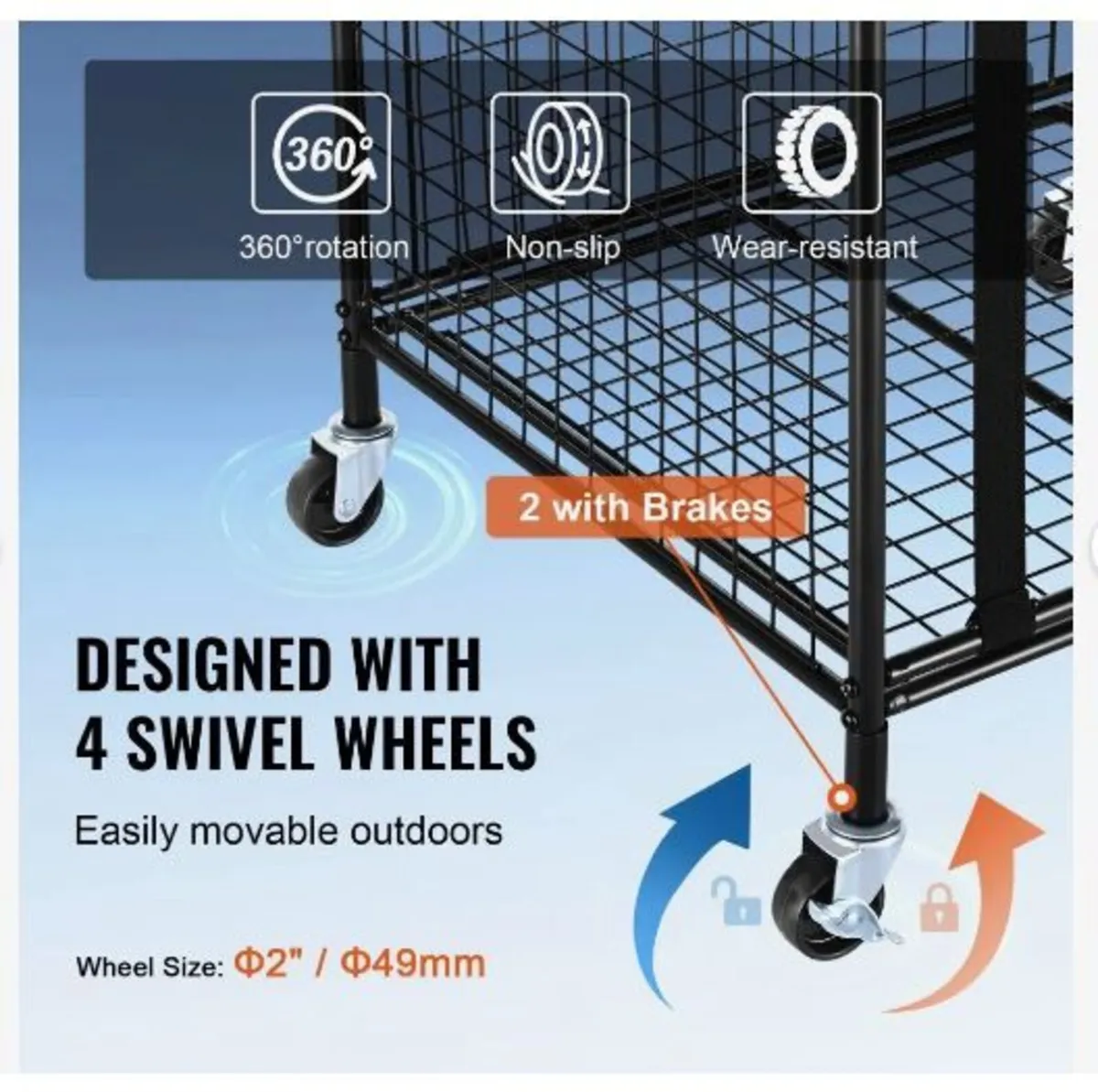Rolling Sports Ball Storage Cart - Image 4