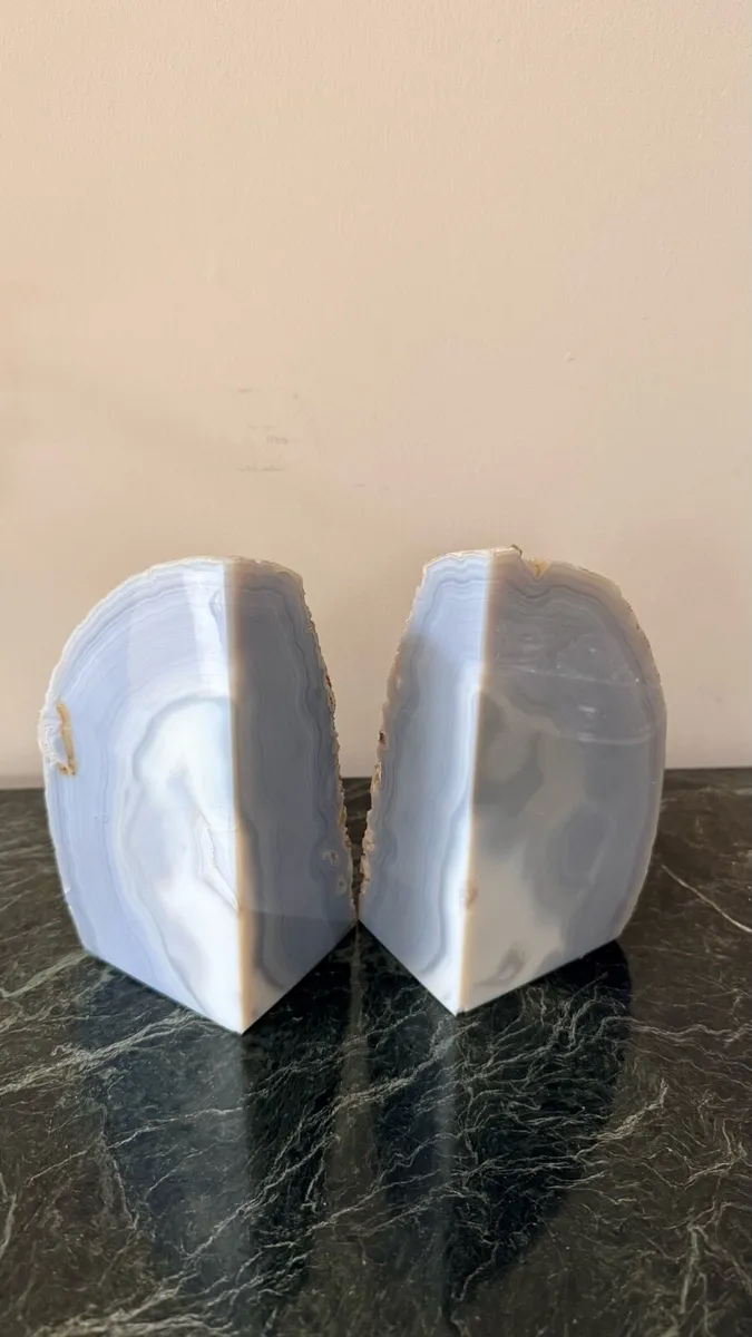Natural Agate Bookends / Decorative Stone Pair - Image 2
