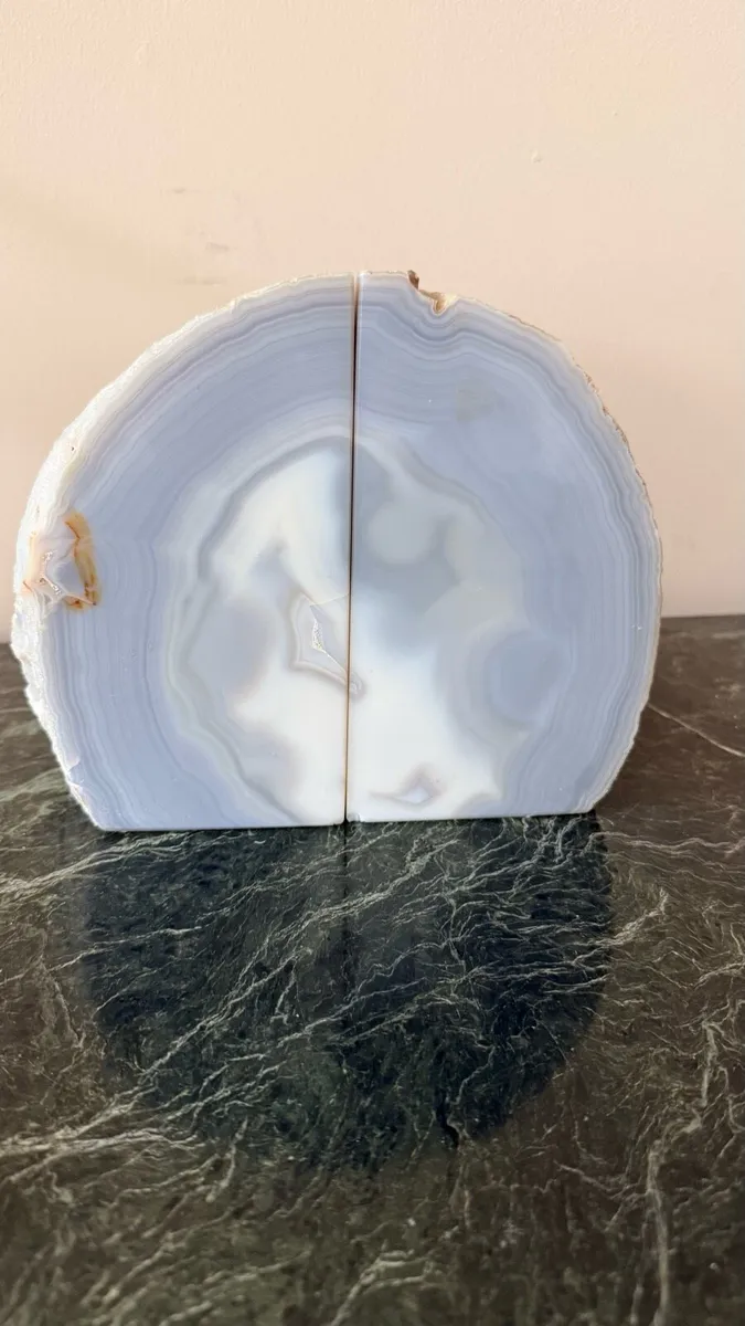 Natural Agate Bookends / Decorative Stone Pair - Image 1