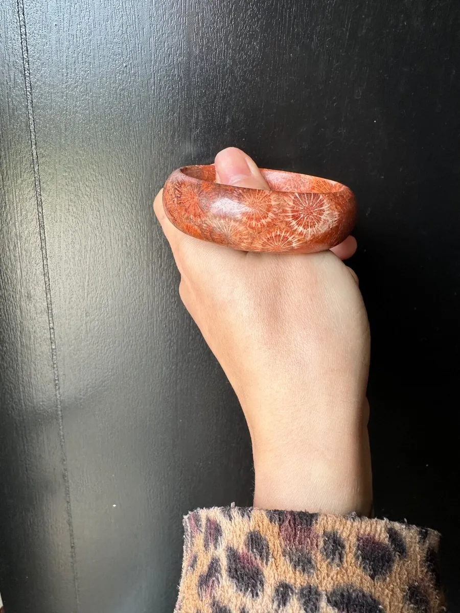 Natural fossil coral jade bangle 56mm - Image 4