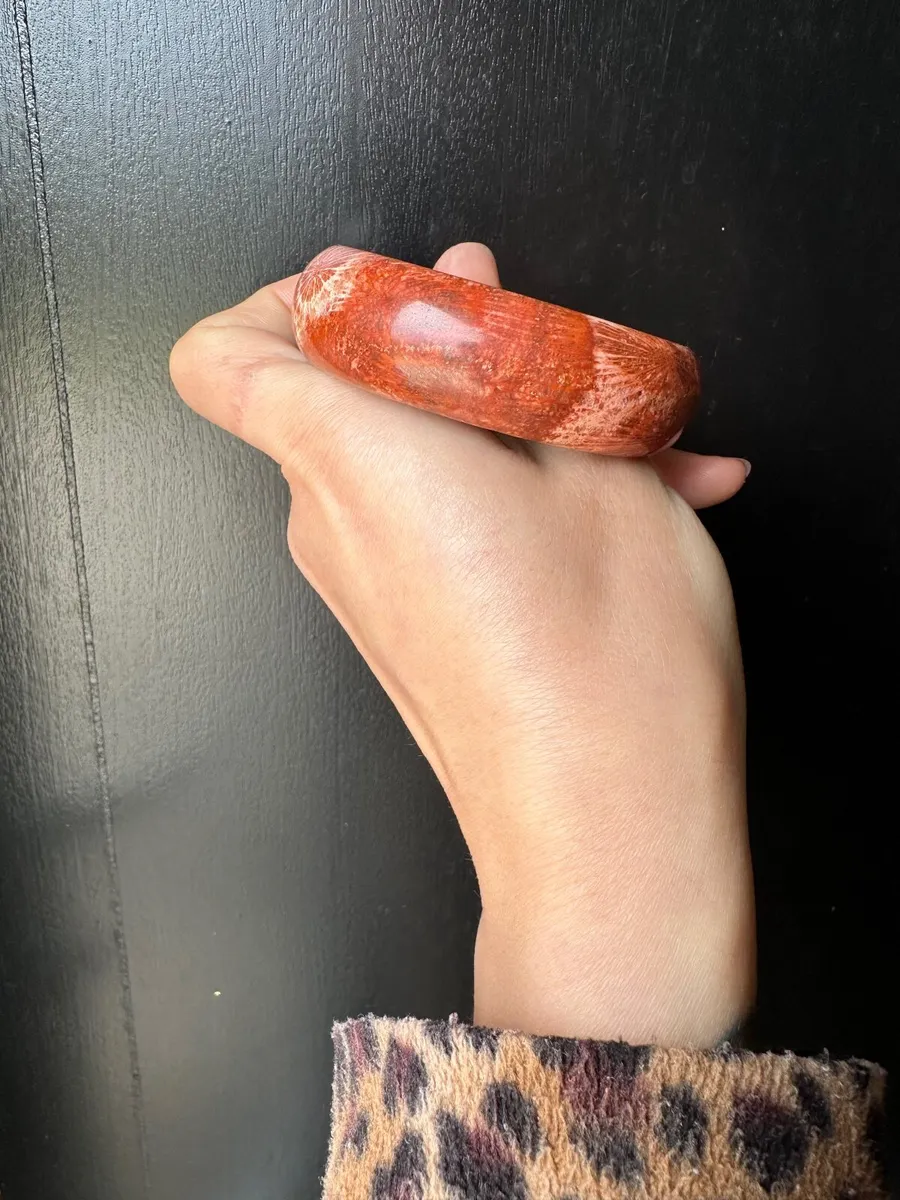 Natural fossil coral jade bangle 56mm - Image 3