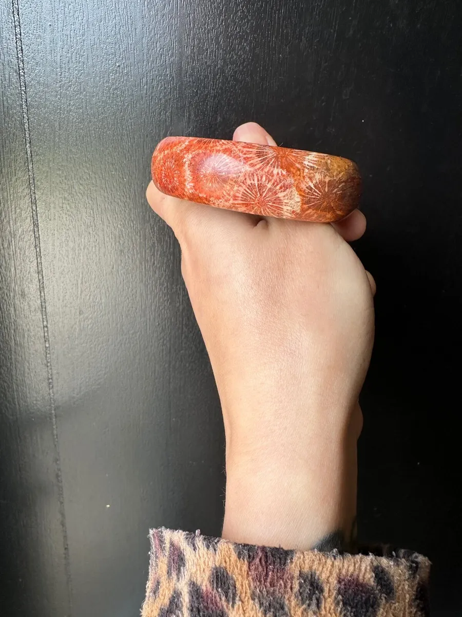 Natural fossil coral jade bangle 56mm - Image 2