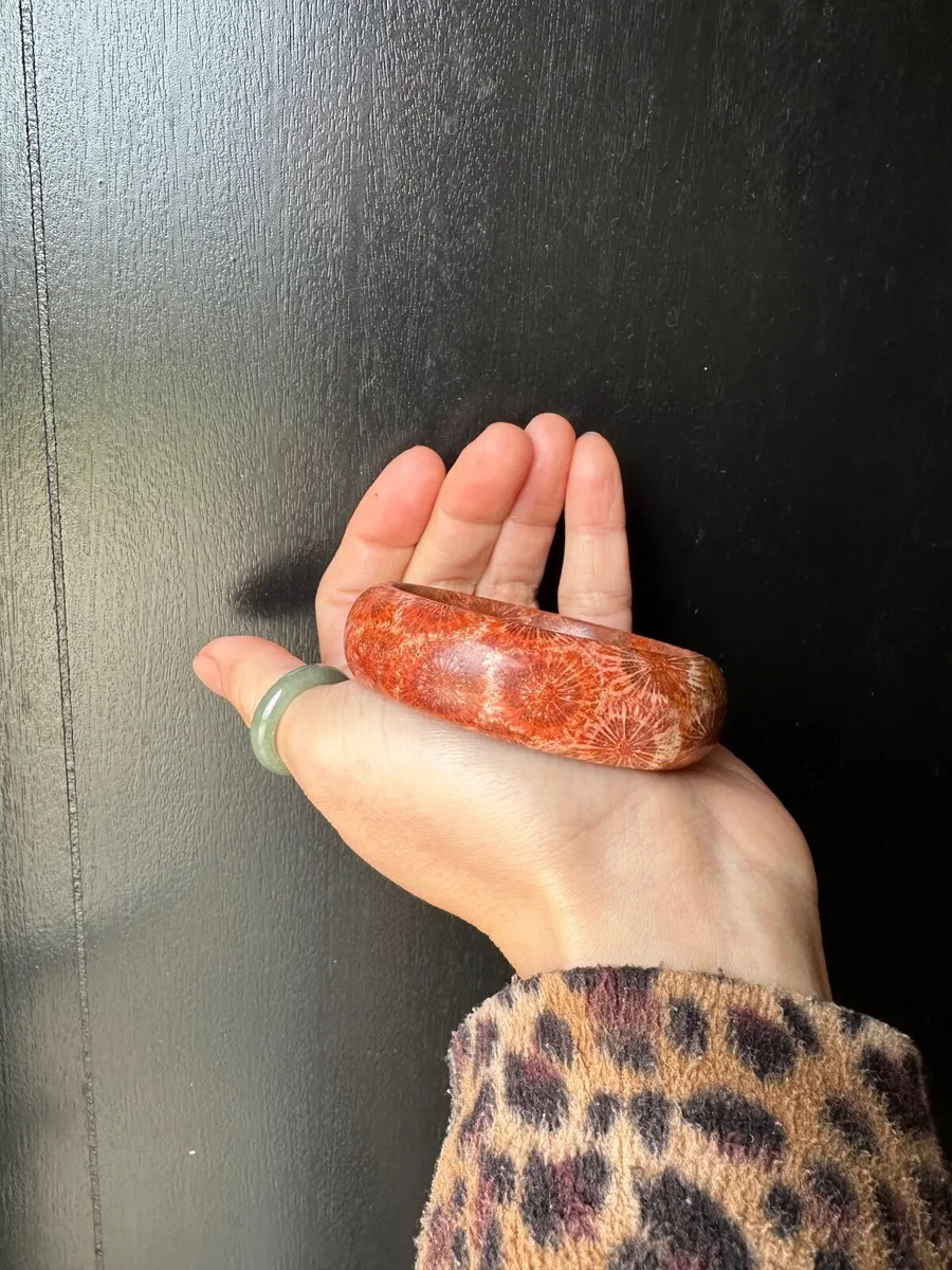 Natural fossil coral jade bangle 56mm - Image 1