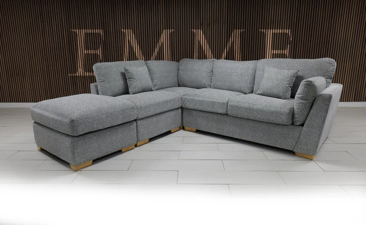 Emme Grey & Beige Fabric Sofa Set - Image 2