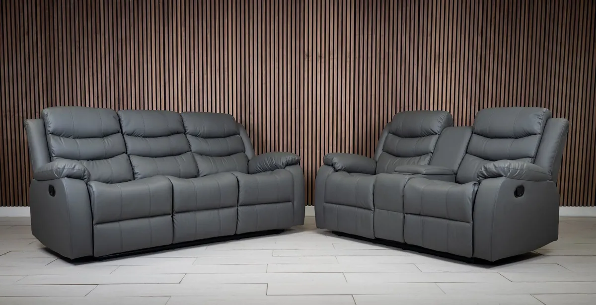 3+2 Dark Grey Wireless Charging Recliner Sofa Set - Image 1