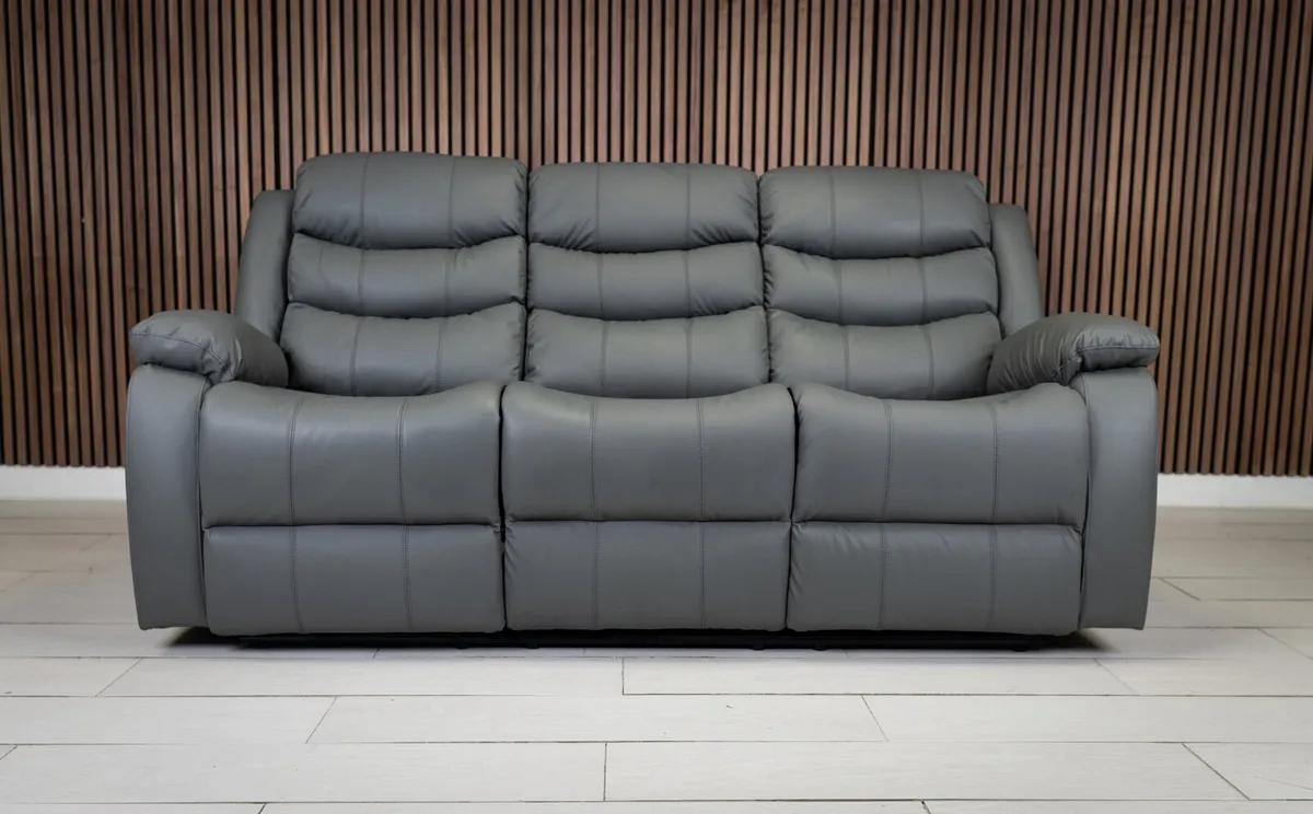 3+2 Dark Grey Wireless Charging Recliner Sofa Set - Image 4