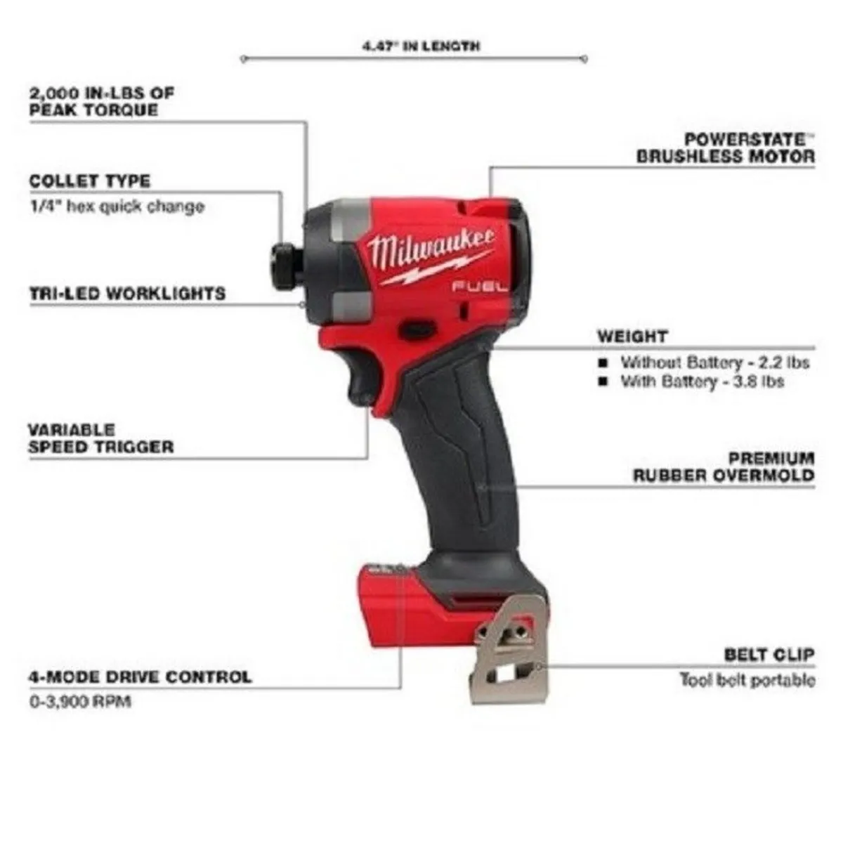18V Milwaukee Gen4 Brushless Impact Driver - Image 2