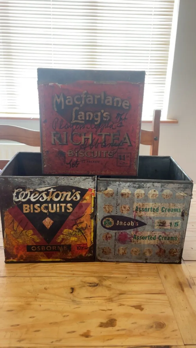 3 vintage biscuit tins