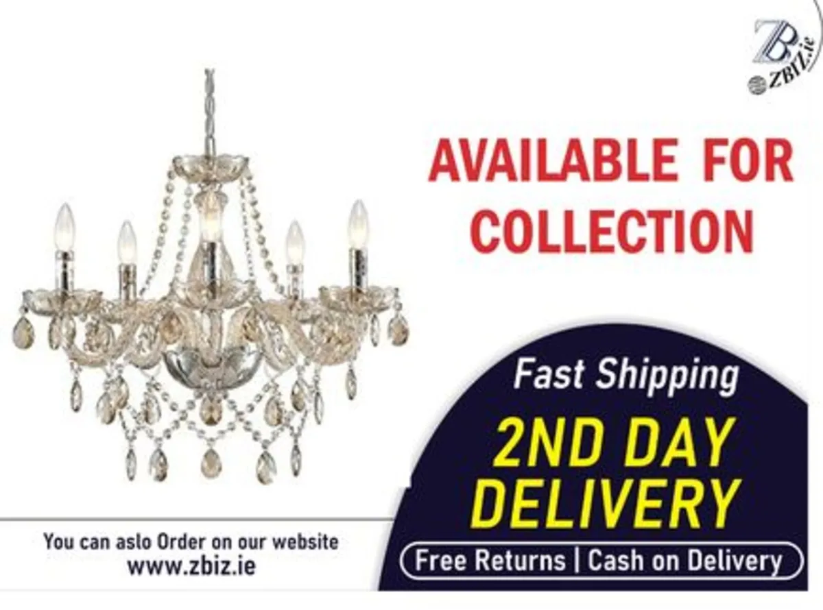 Chandelier 5 Light Elegant Crystal Ceiling Lamp - Image 1
