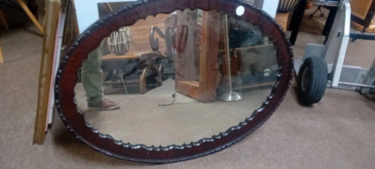 Large Antique Mahogany Well Mirror - Image 2