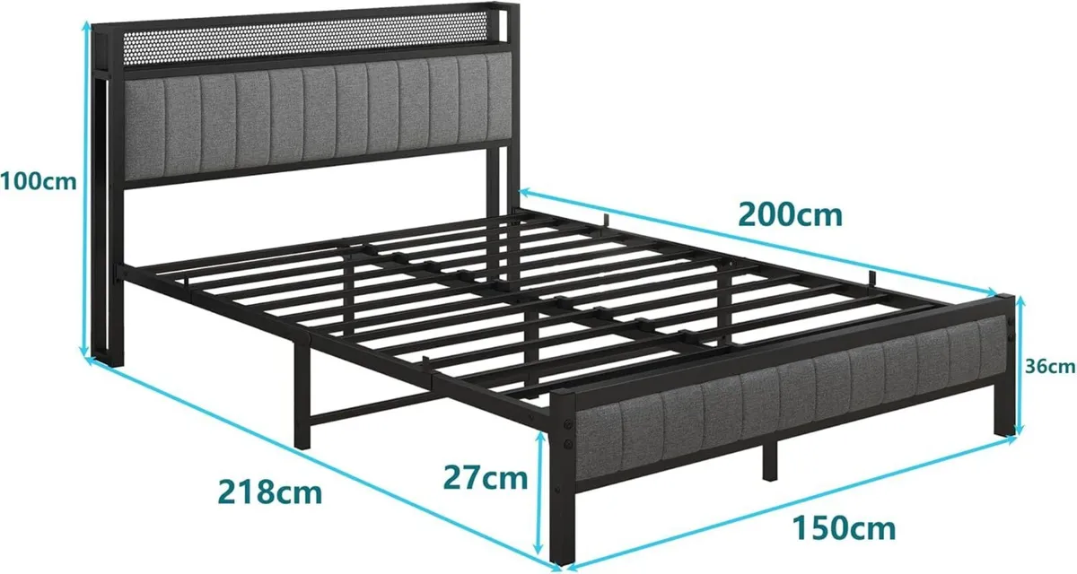 King Size Bed Frame With Storage Headboard - Image 2