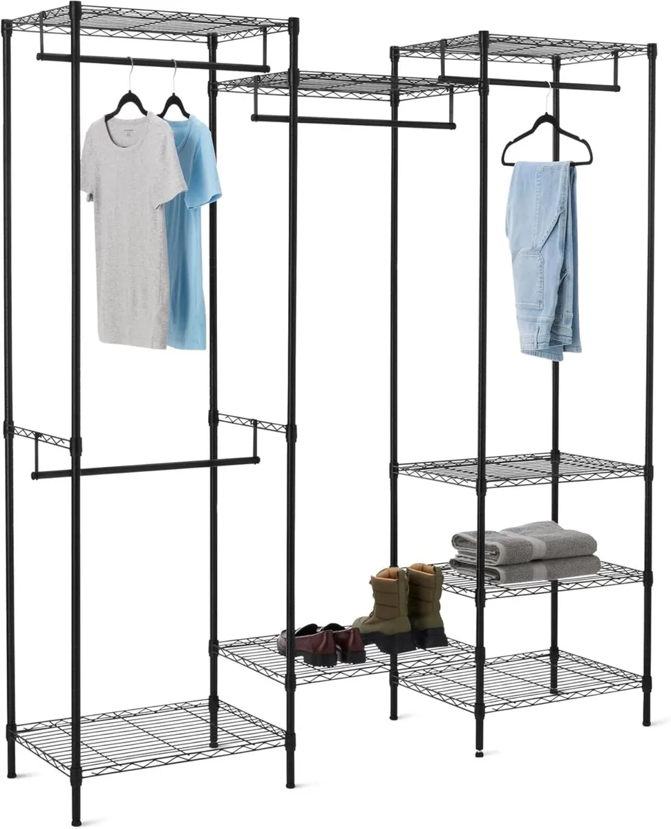 Metal Hanging Storage Organizer Rack Wardrobe - Image 1