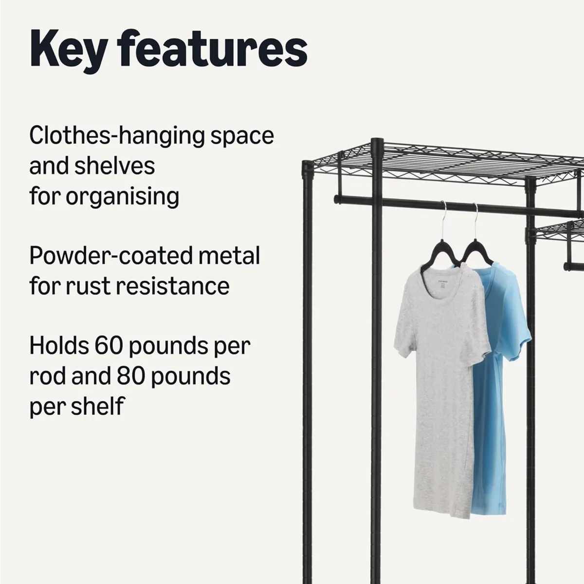 Metal Hanging Storage Organizer Rack Wardrobe - Image 3