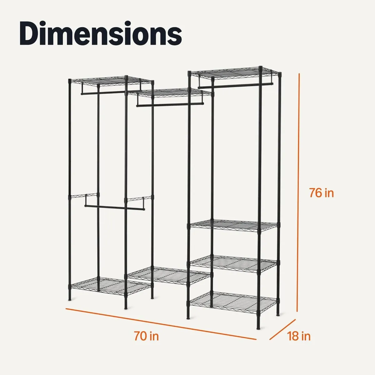 Metal Hanging Storage Organizer Rack Wardrobe - Image 2
