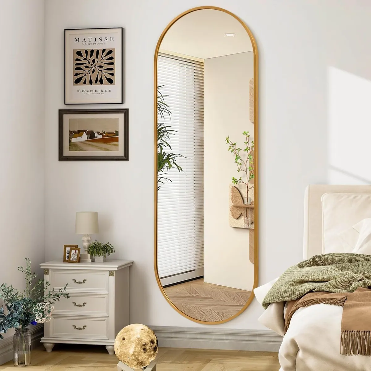 Oval Mirror Full Length 120x45 cm Aluminum Frame - Image 1