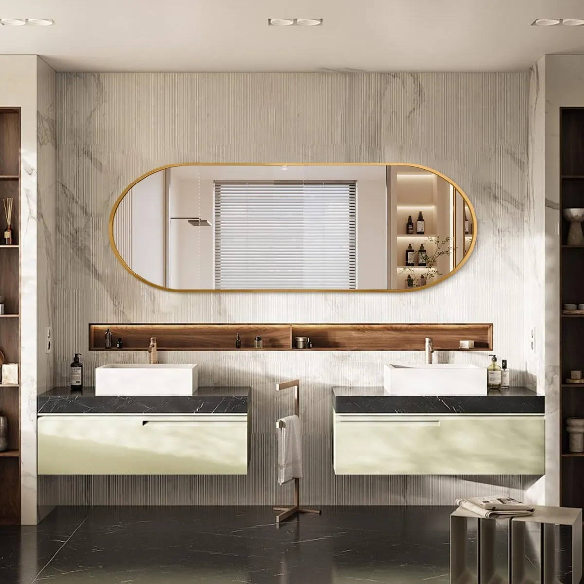 Oval Mirror Full Length 120x45 cm Aluminum Frame - Image 2