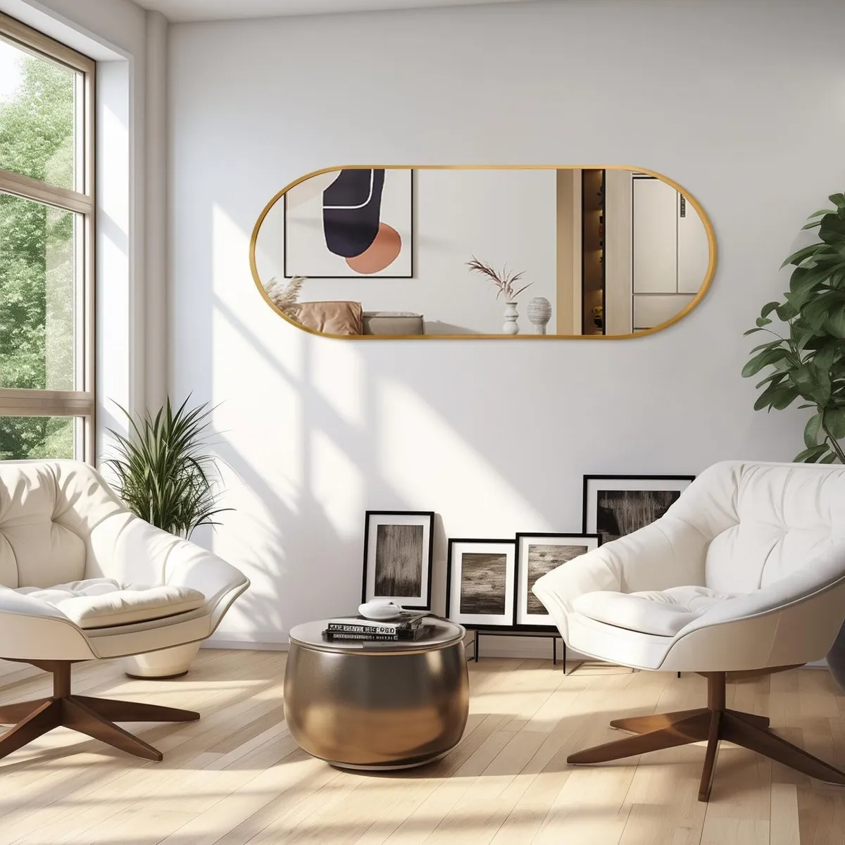 Oval Mirror Full Length 120x45 cm Aluminum Frame - Image 4