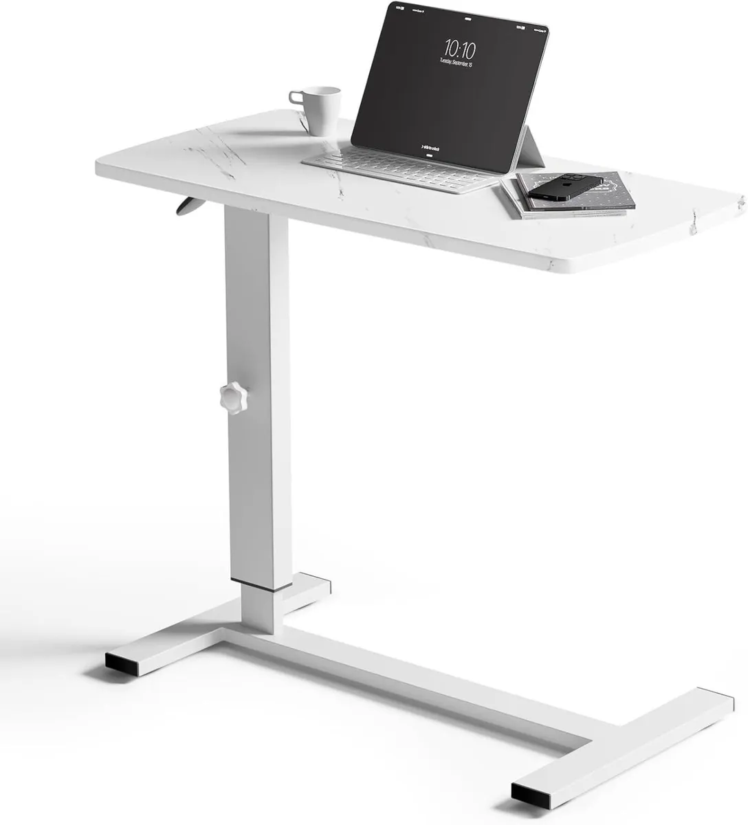 Overbed Bedside Table with Wheels 80x40cmx67-91cm - Image 1